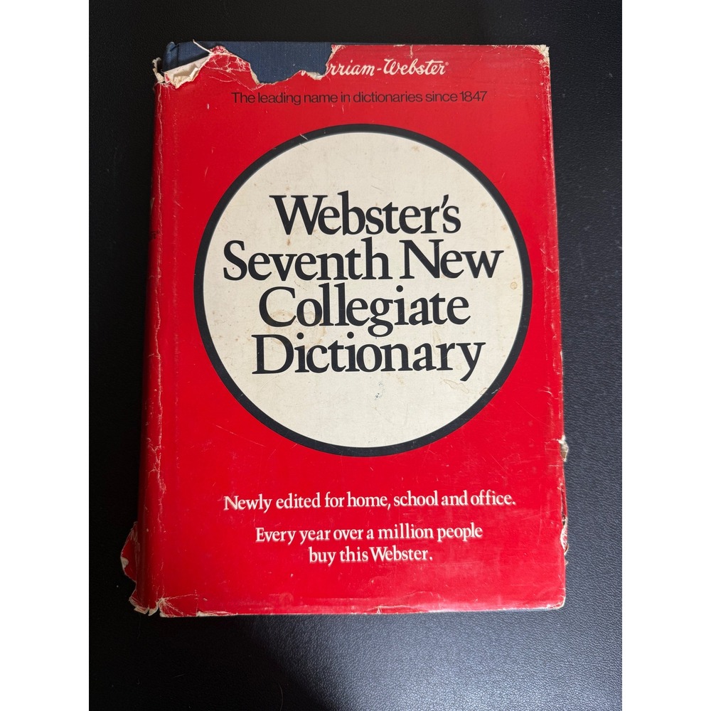 Vintage Merriam-Webster Seventh New Collegiate Dictionary Red Dust Jacket Blue
